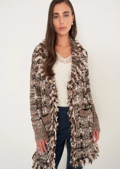 Cardigan Cardi in tweed effetto chenille