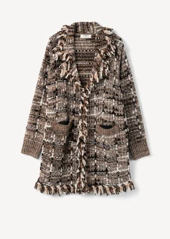 Cardigan Cardi in tweed effetto chenille