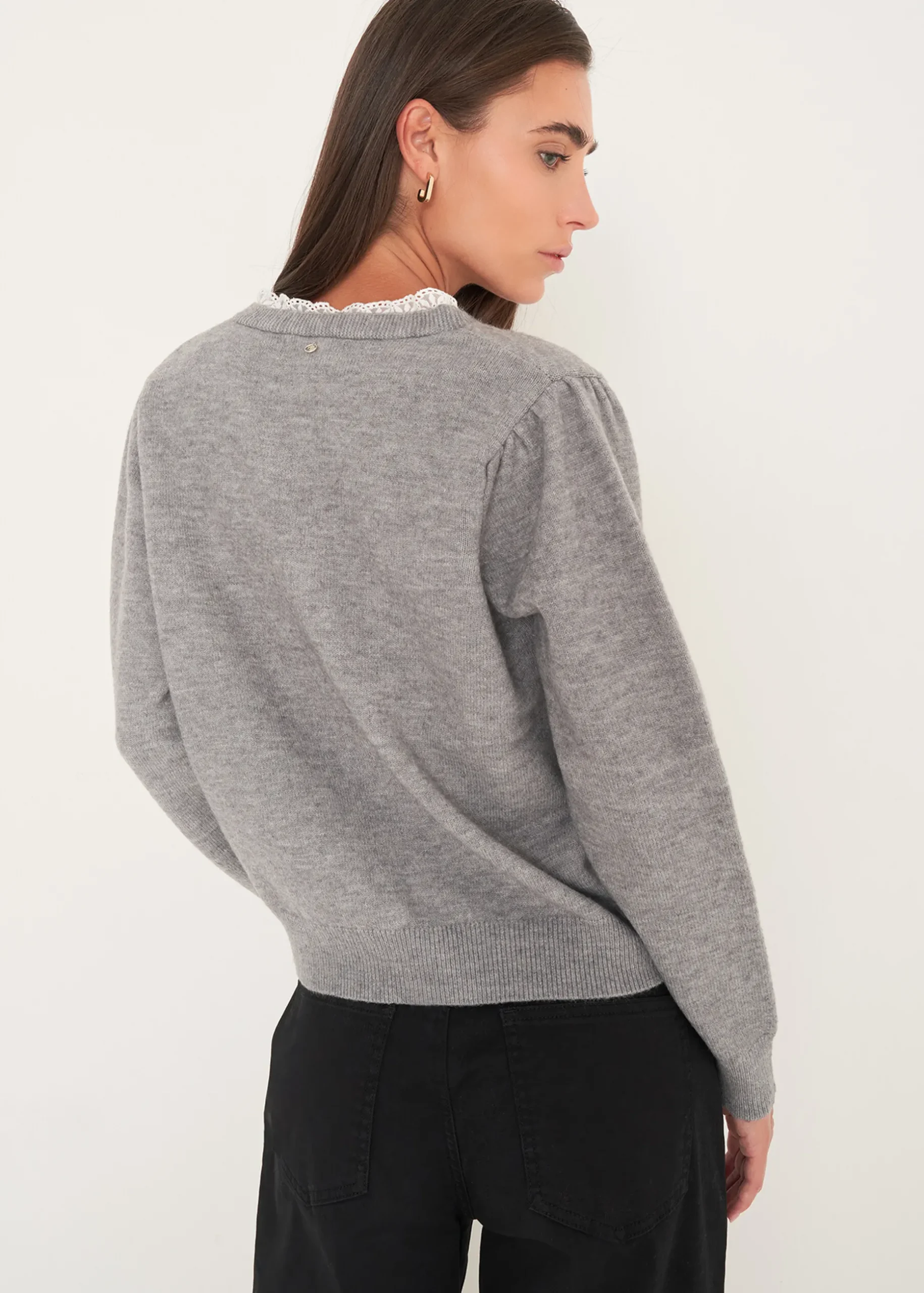 Cardigan Claudy con dettagli in pizzo