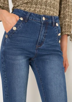 Jeans CindyJ-U gamba flare con bottoni oro