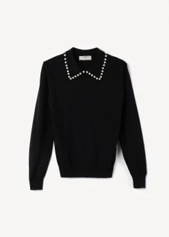 Maglia Mafalda con perle al collo