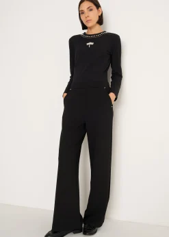 Pantaloni Pablo in maglia con perle