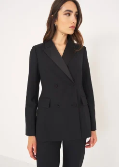 Tailleur Smoking con Rever in Satin