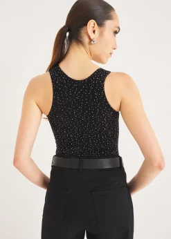 Top Taba traforato con strass
